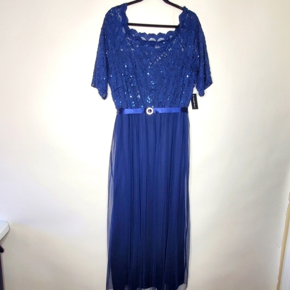 Candalite Women's Sequin Lace Maxi Dress Size 3X Lined Mesh Formal Gown NEW - Picture 2 of 16